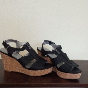 Black Wedge Sandals